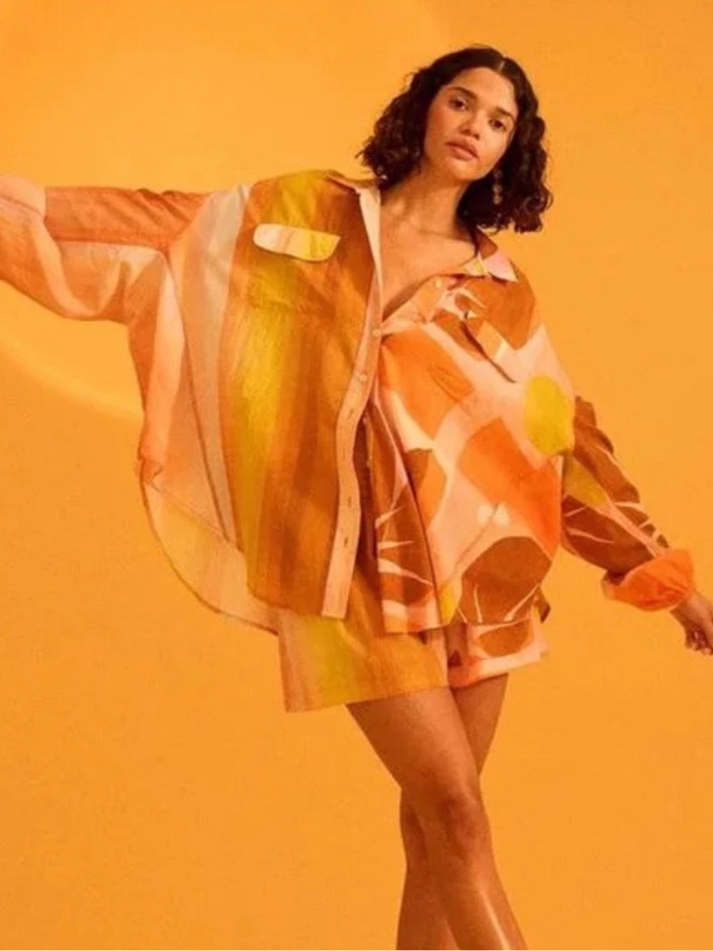 Kinga Csilla Dakotas Lucky Chalm Oversized Billowy Button-Up Size M